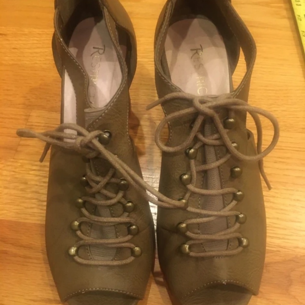 Restricted Khaki Lace-Up Ankle Booties